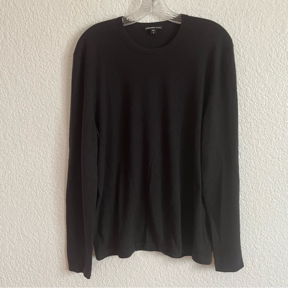 James Perse Men’s 100% Cashmere Black Crew Neck Pullover Sweater 2 / Medium